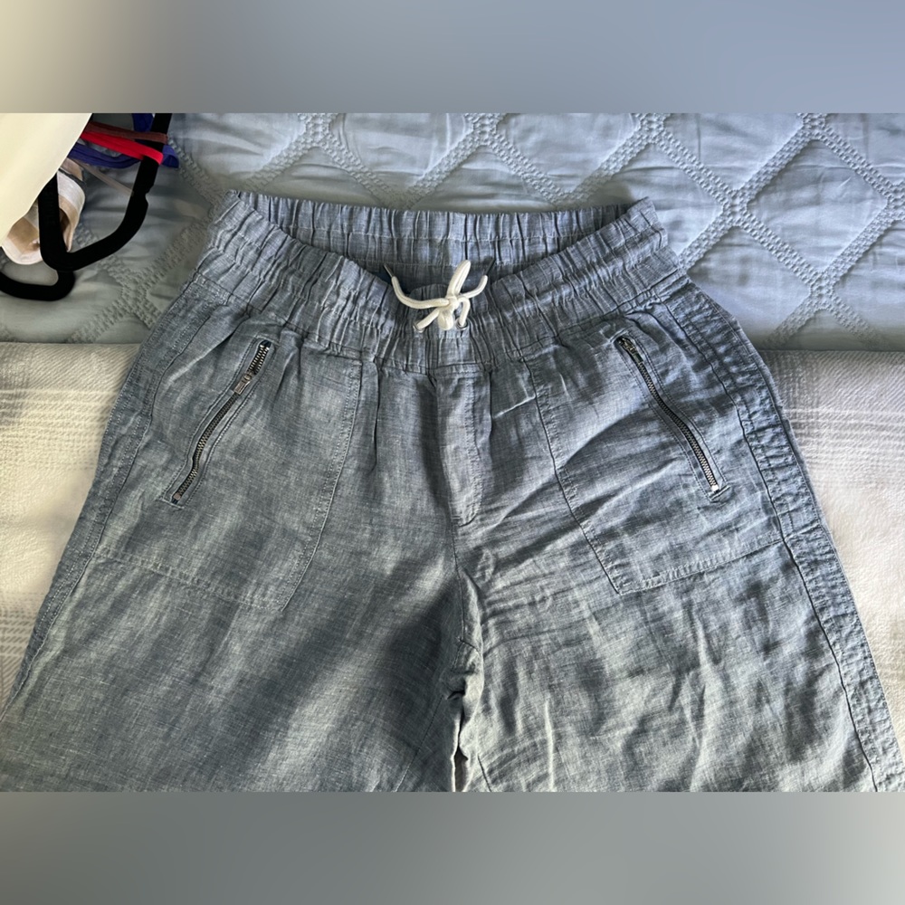 Athleta 100% linen wide leg pants